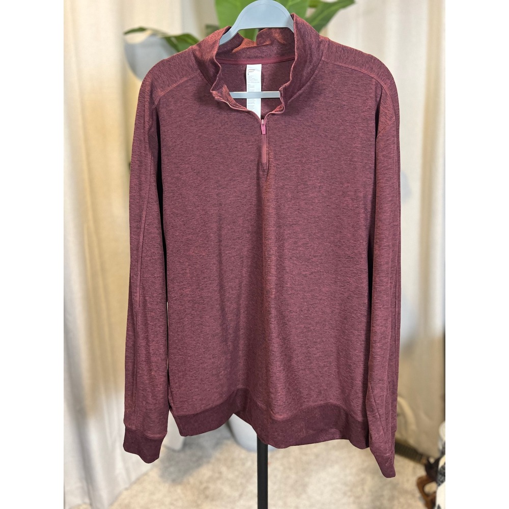 Fabletics Men XL Quarter Zip Pullover Burgundy Maroon Heather LS2550503-8457